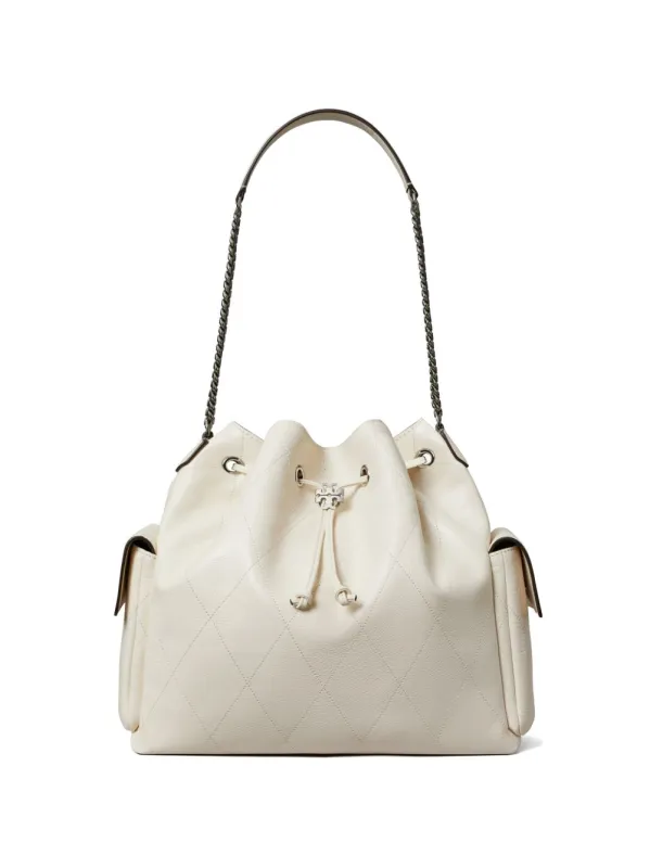 Charlie Large Leather Shoulder Bag made by Tory Burch