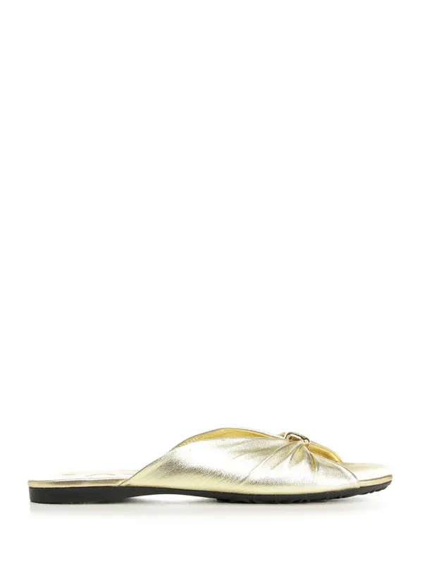 Pebble Slide Sandals Gold made by Loewe