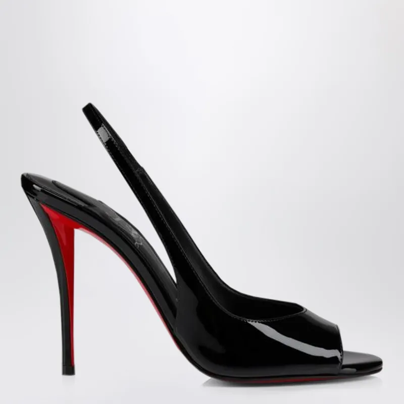 Sofia Z Slingback Pumps In Black Patent Leather made by Christian Louboutin