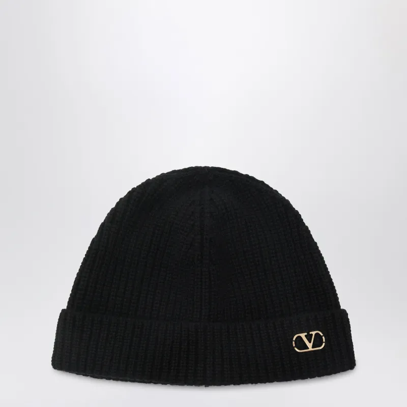 Black Vlogo Signature Cashmere Beanie made by Valentino Garavani