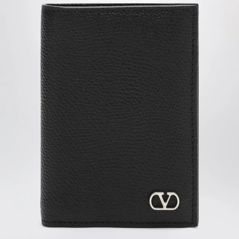 Black Vlogo Grained Leather Card Holder made by Valentino Garavani