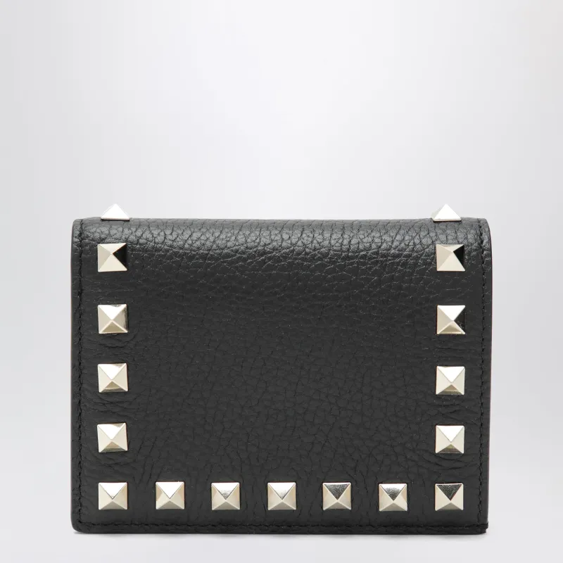 Black Rockstud Leather Wallet made by Valentino Garavani