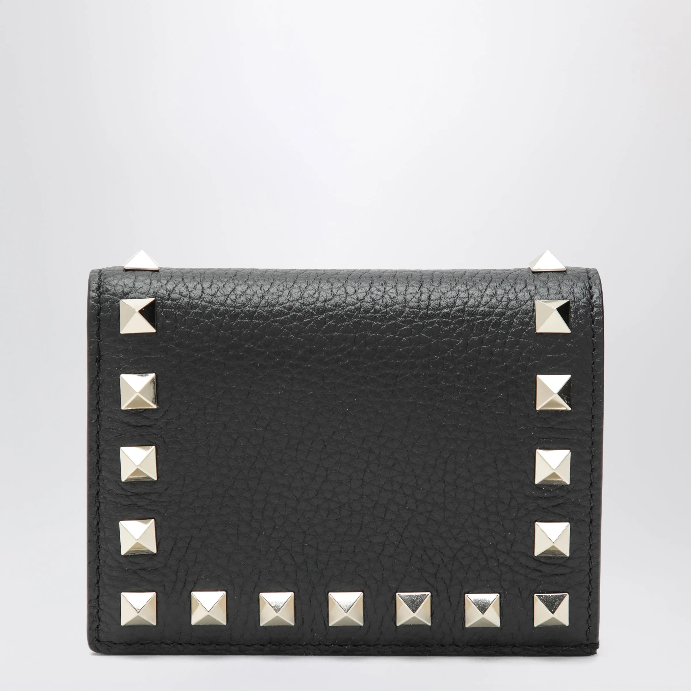 Black Rockstud Leather Wallet sold by Wanan Luxury