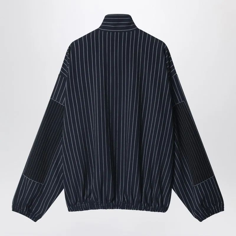 Navy Blue Zip-Up Jacket With Pinstripe Pattern sold by Wanan Luxury product image thumbnail 2