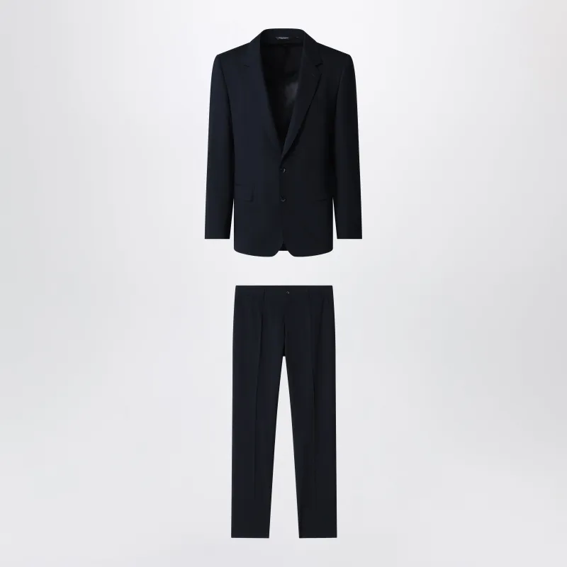 Blue Stretch Wool Single-Breasted Suit made by Dolce & Gabanna
