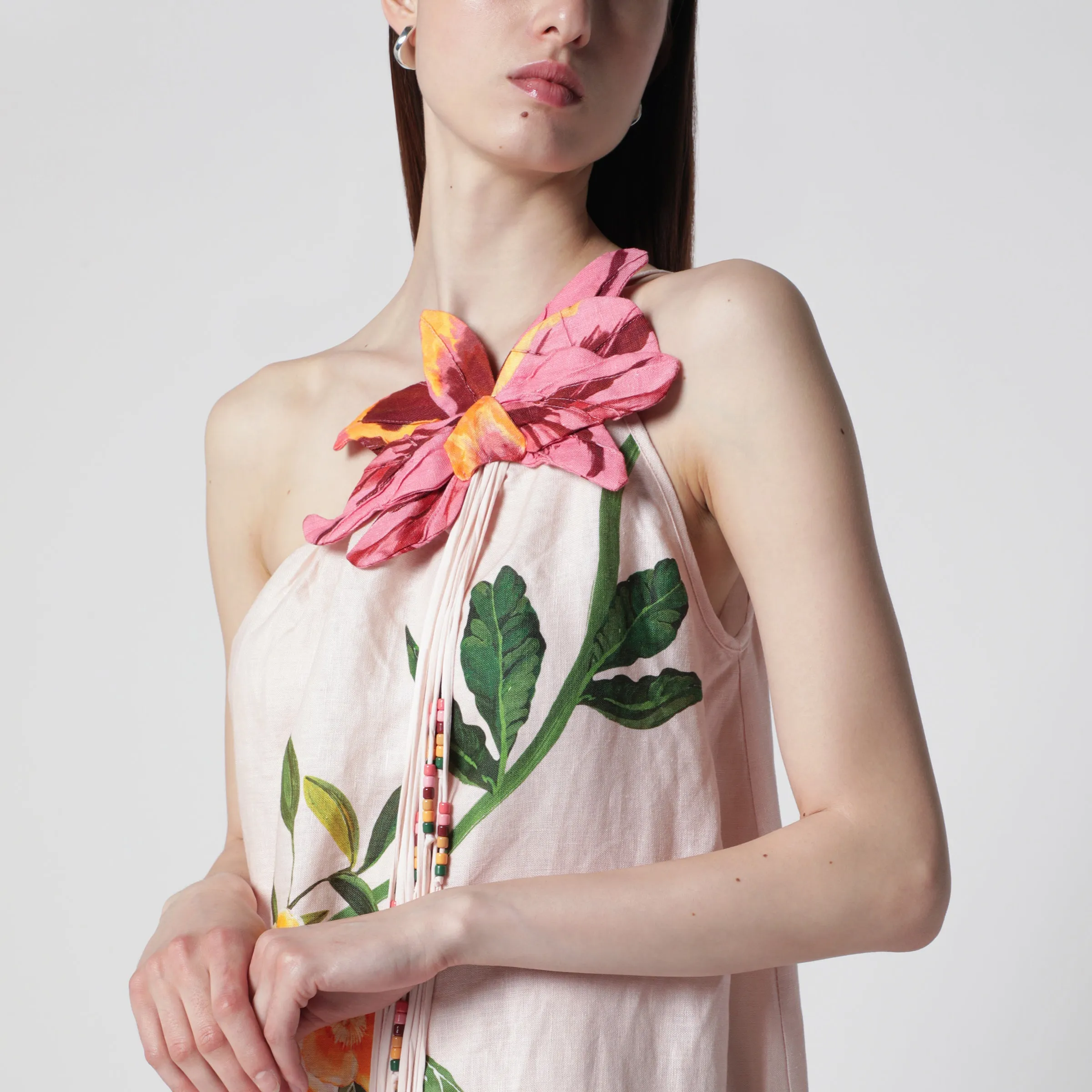 Garden Terrace Floral-Print Linen Maxi Dress sold by Wanan Luxury product image thumbnail 2