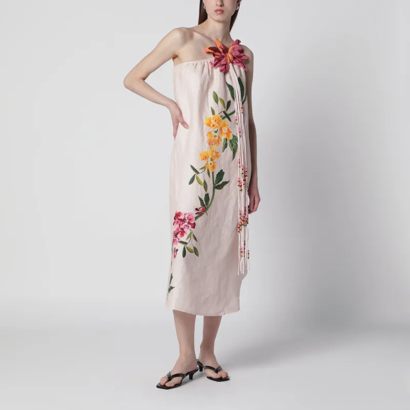 Garden Terrace Floral-Print Linen Maxi Dress made by FARM Rio