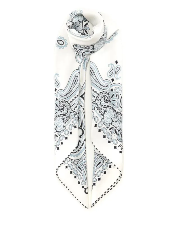 Arabesque Print Scarf Scarves And Foulards Light Blue made by Salvatore Ferragamo