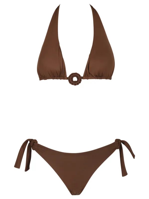 Ruffled Triangle Bikini With Ring made by Wanan Luxury