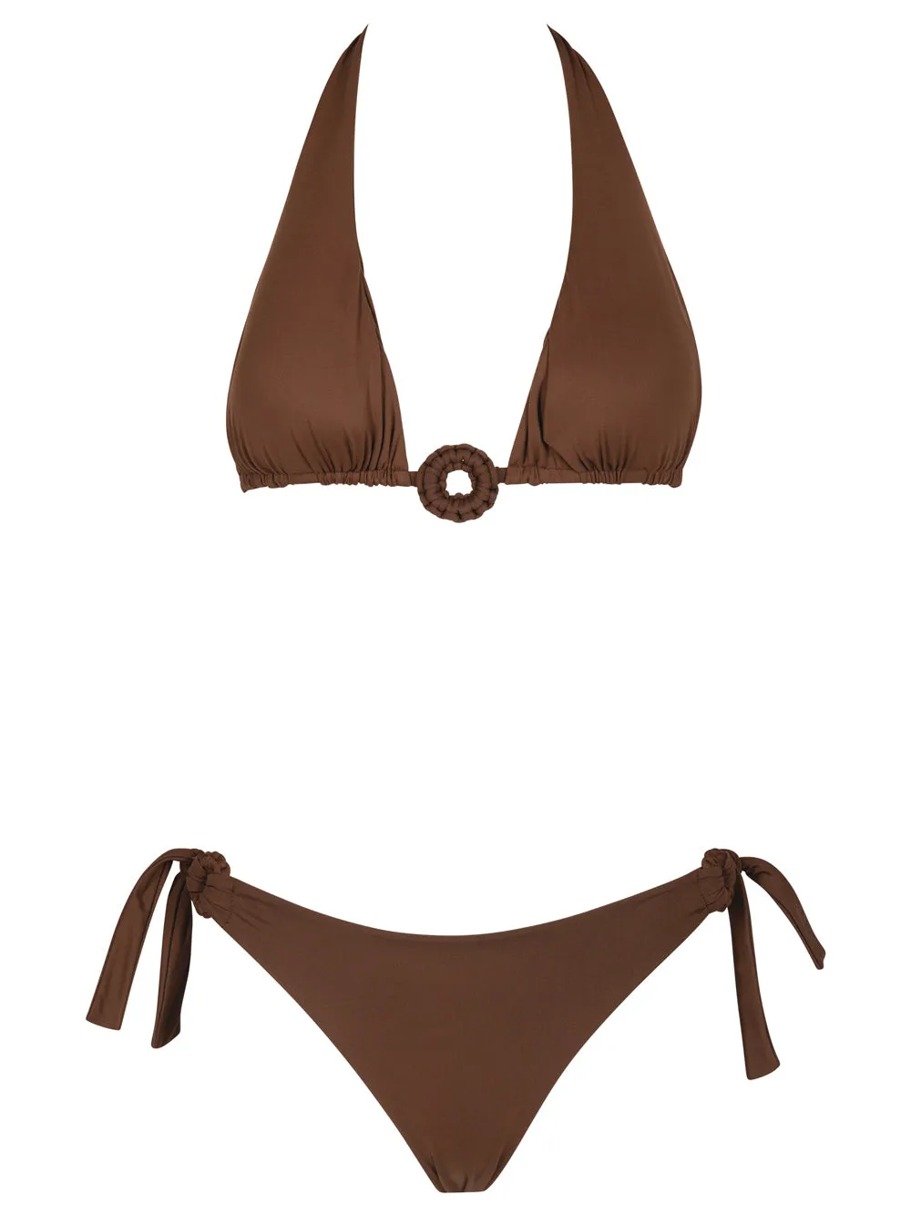 Ruffled Triangle Bikini With Ring sold by Wanan Luxury