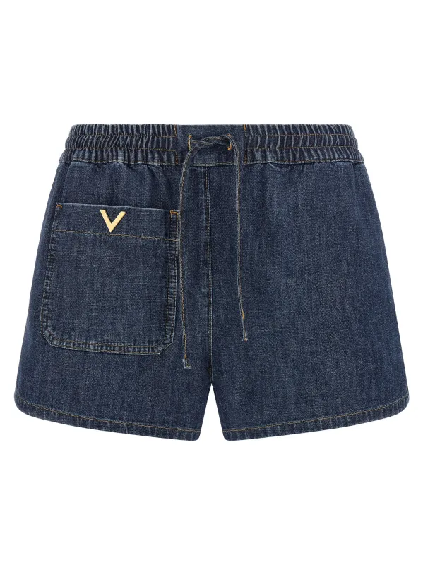 Valentino Garavani Chambray Denim Shorts Bermuda And Short Blue made by Valentino Garavani