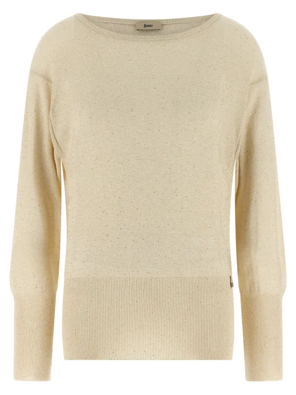 Lamé And Sequin Yarn Sweater Sweaters And Cardigans Beige made by Herno
