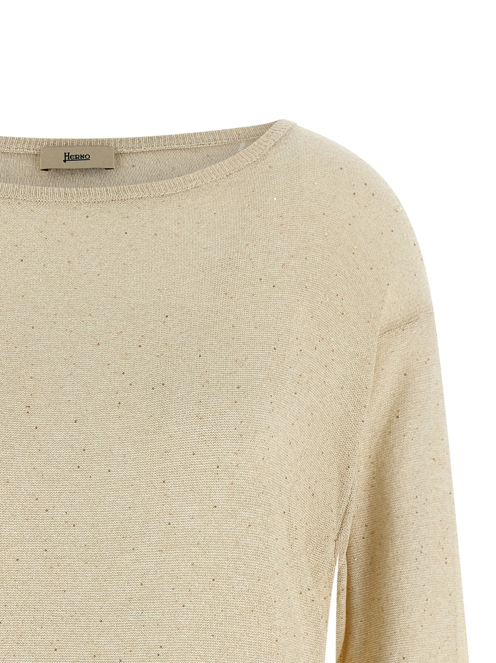 Lamé And Sequin Yarn Sweater Sweaters And Cardigans Beige sold by Wanan Luxury product image thumbnail 3