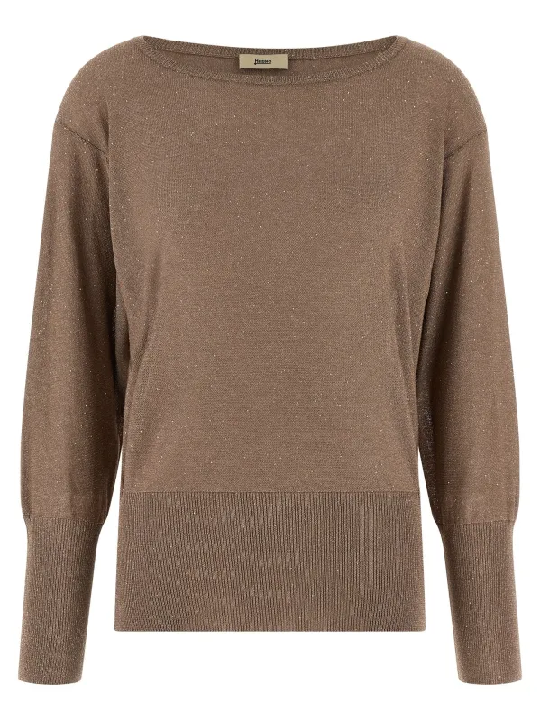 Lamé And Sequin Yarn Sweater Sweaters And Cardigans Brown made by Herno