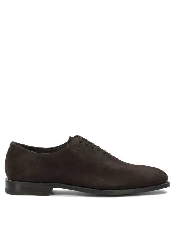 Suede Leather Oxford Lace-Up Shoes Brown made by Salvatore Ferragamo