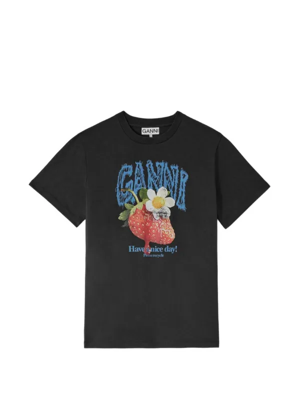 Printed Cotton T-Shirt made by Ganni