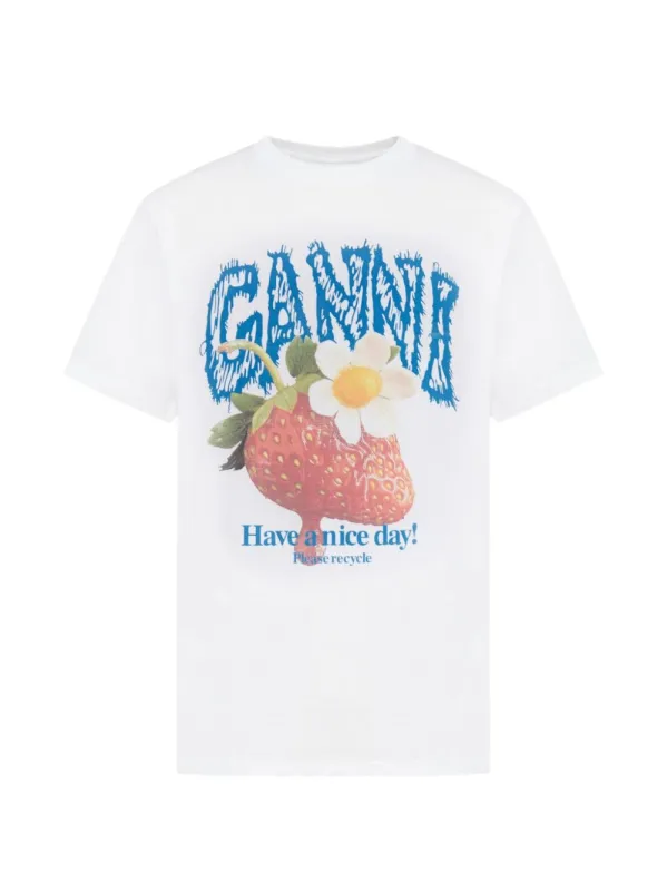 Printed Cotton T-Shirt made by Ganni