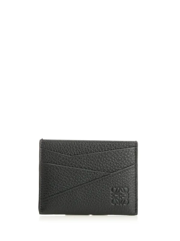 Puzzle Edge Plain Cardholder Wallets Black made by Loewe