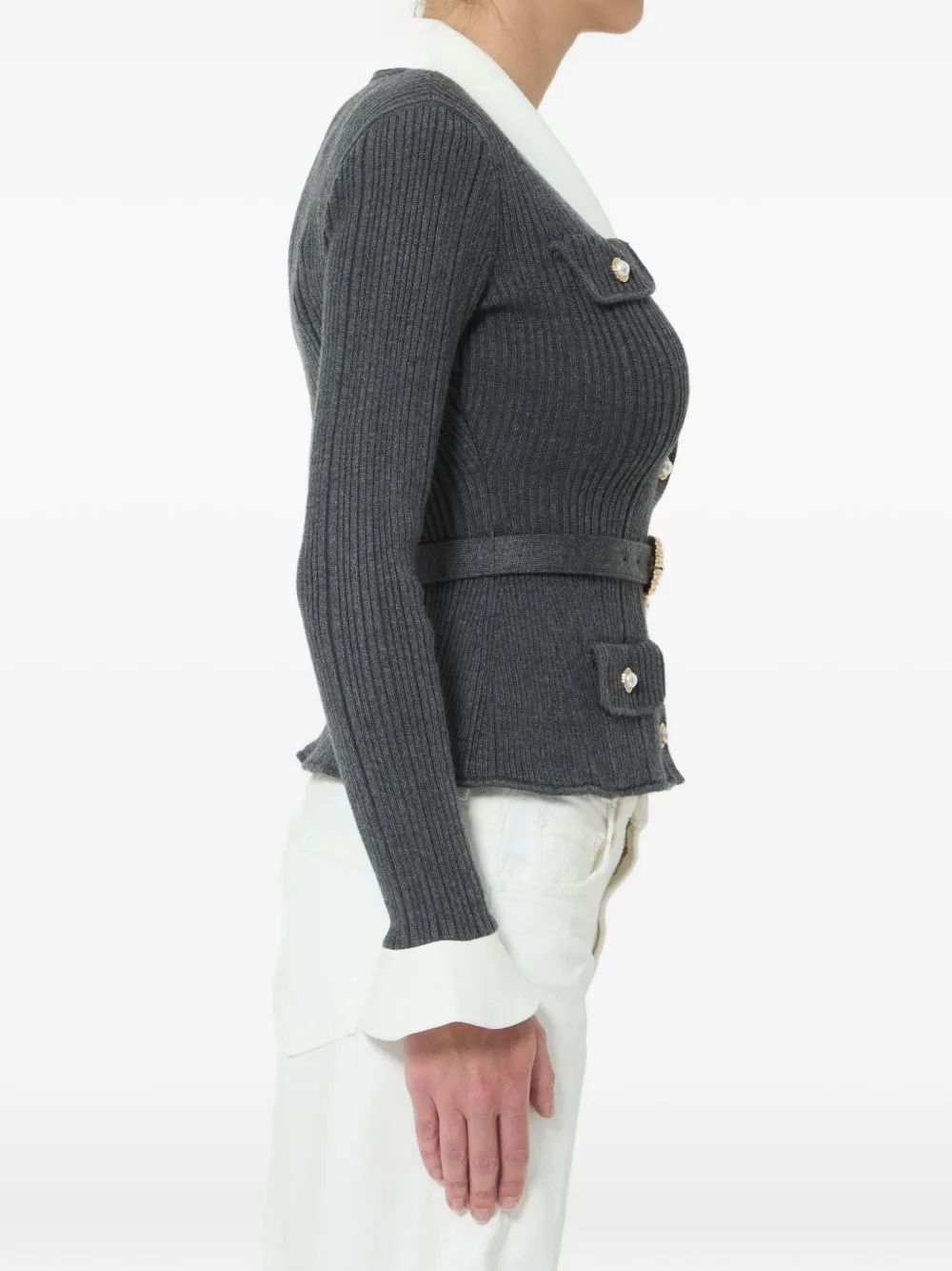 Belted Ribbed Cardigan sold by Wanan Luxury product image thumbnail 3
