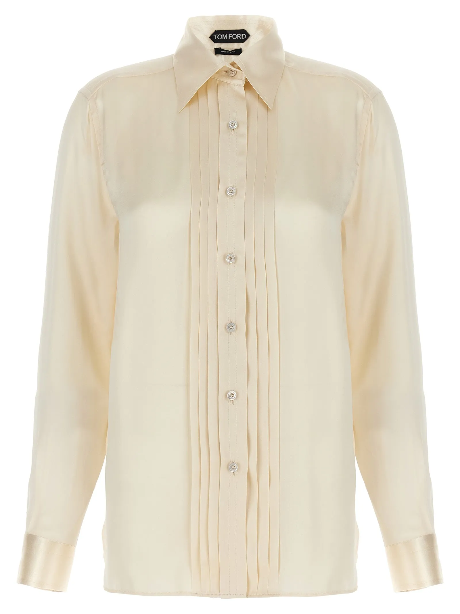 Pleated Plastron Shirt Shirt And Blouse White sold by Wanan Luxury