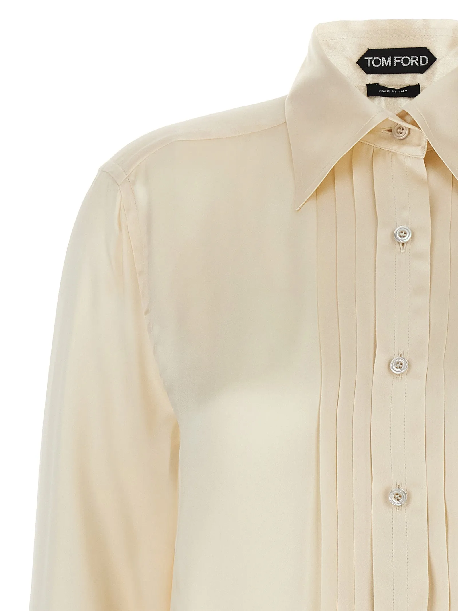 Pleated Plastron Shirt Shirt And Blouse White sold by Wanan Luxury product image thumbnail 3