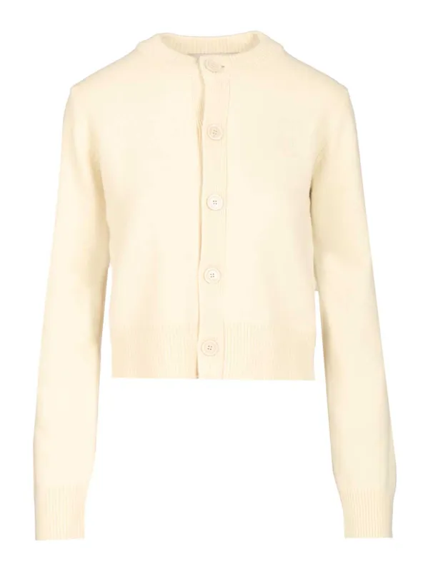 Crew Neck Cardigan Knitwear White made by Ami