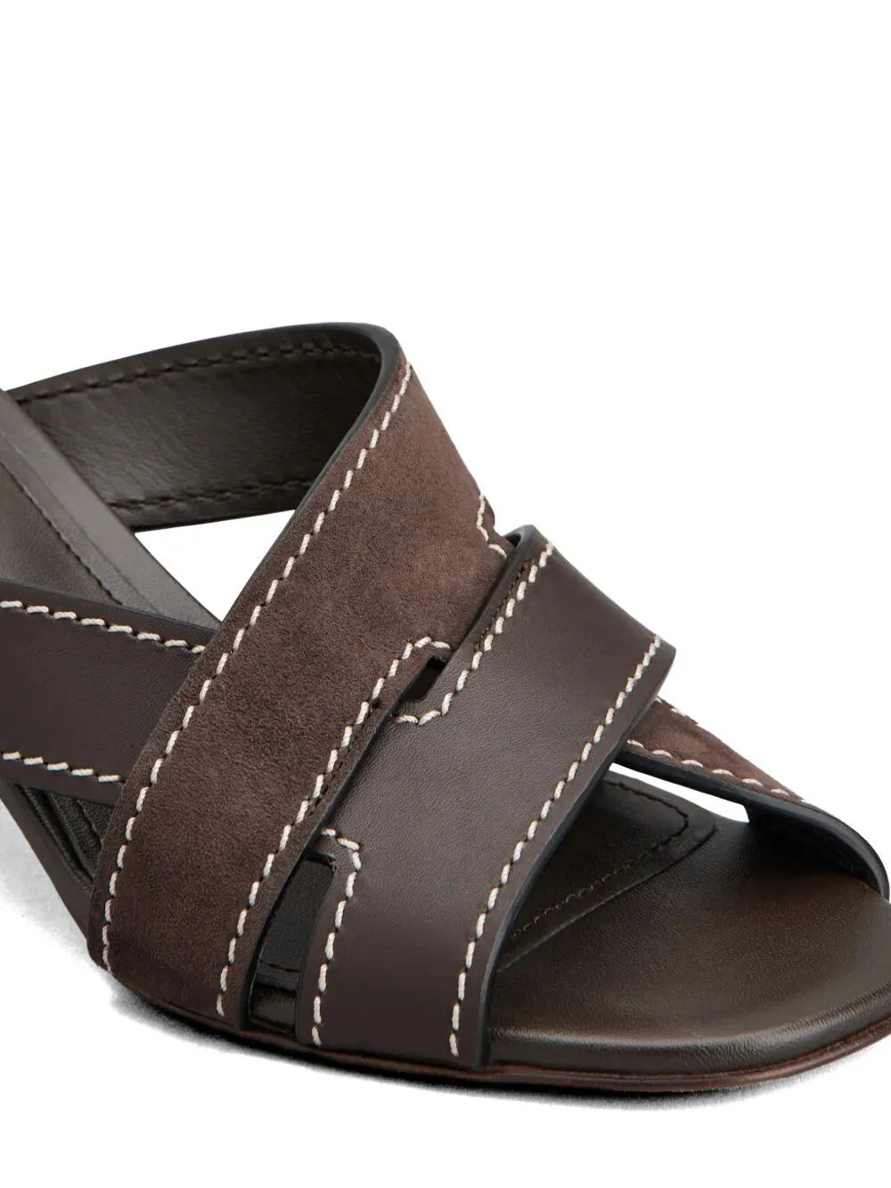 T-Shaped Band Crossing Smooth Leather And Suede Sandals sold by Wanan Luxury product image thumbnail 4