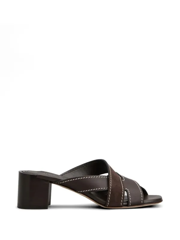 T-Shaped Band Crossing Smooth Leather And Suede Sandals made by Tod's