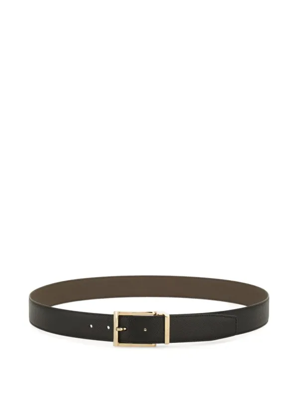 Gancini Hammered Leather Reversible Belt With Gold Rectangle Buckle made by Salvatore Ferragamo