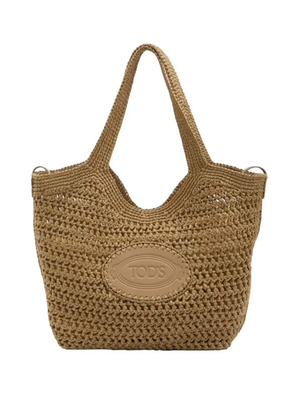 Raffia And Leather Medium Shopping Bag made by Tod's