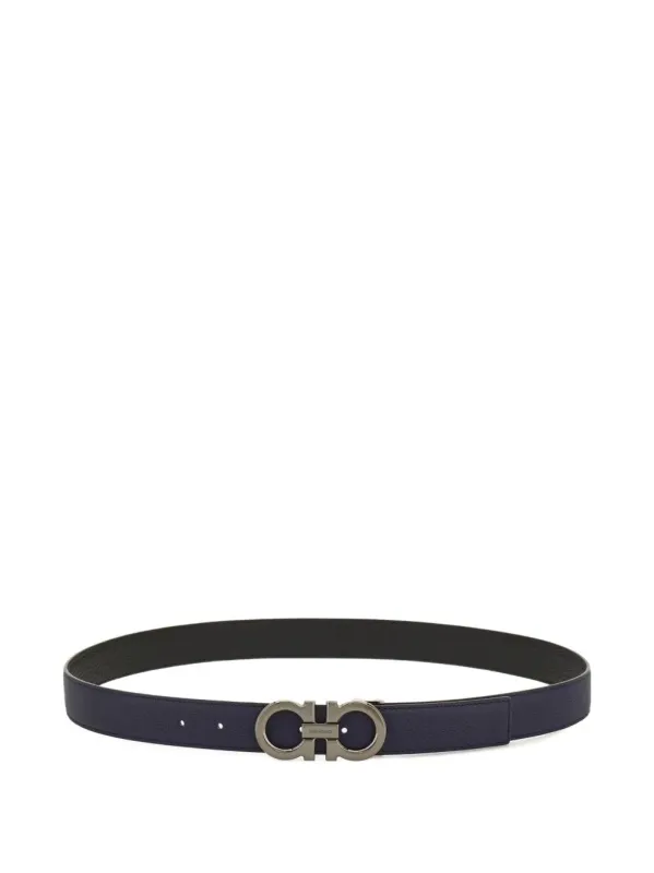 Gancini Grained Leather Reversible Belt made by Salvatore Ferragamo