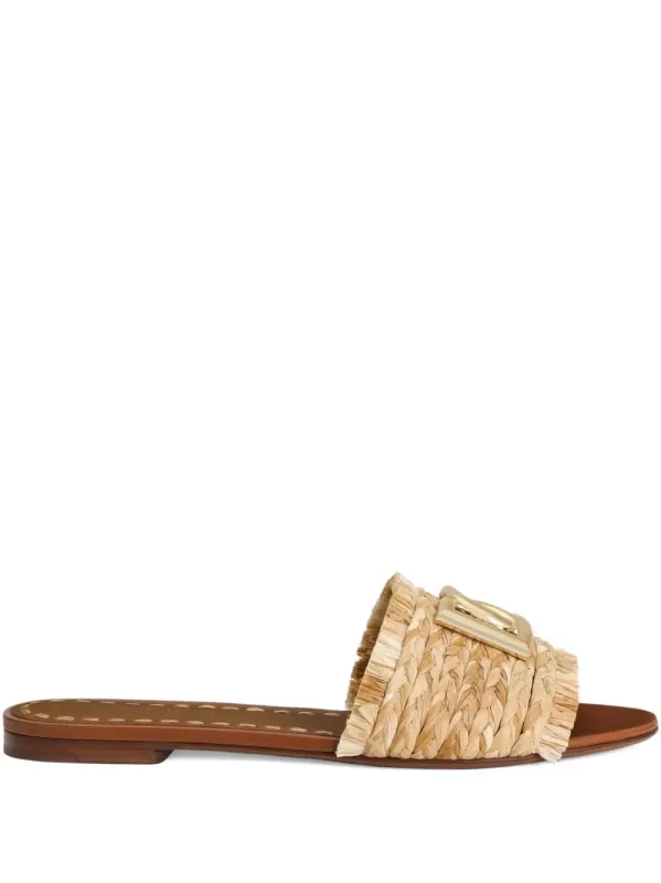 Rafia Braided Slipper With Fringes made by Dolce & Gabanna