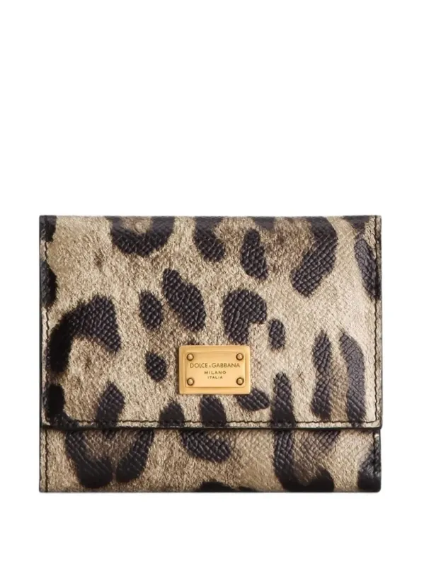 Leopard-Print Tri-Fold Wallet In Dauphine Leather made by Dolce & Gabanna