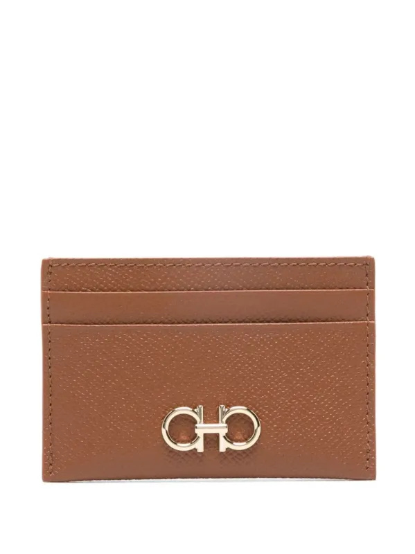 Hammered Leather Gancini Cardholder made by Salvatore Ferragamo