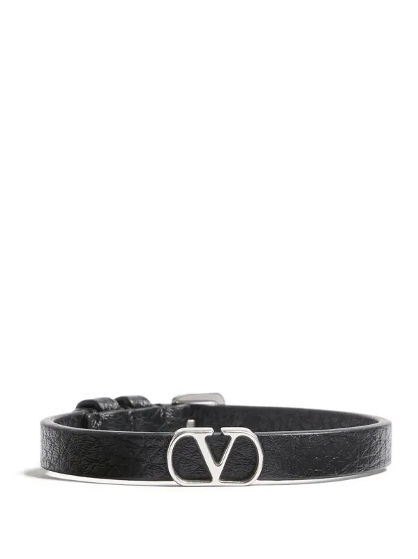 Vlogo Signature Grainy Leather Bracelet made by Valentino Garavani