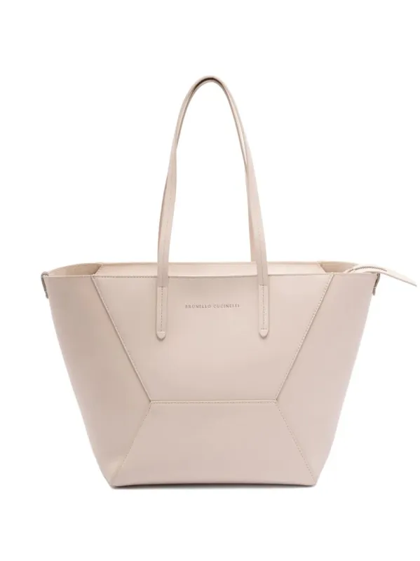 Leather Tote Bag With Pouch made by Brunello Cucinelli