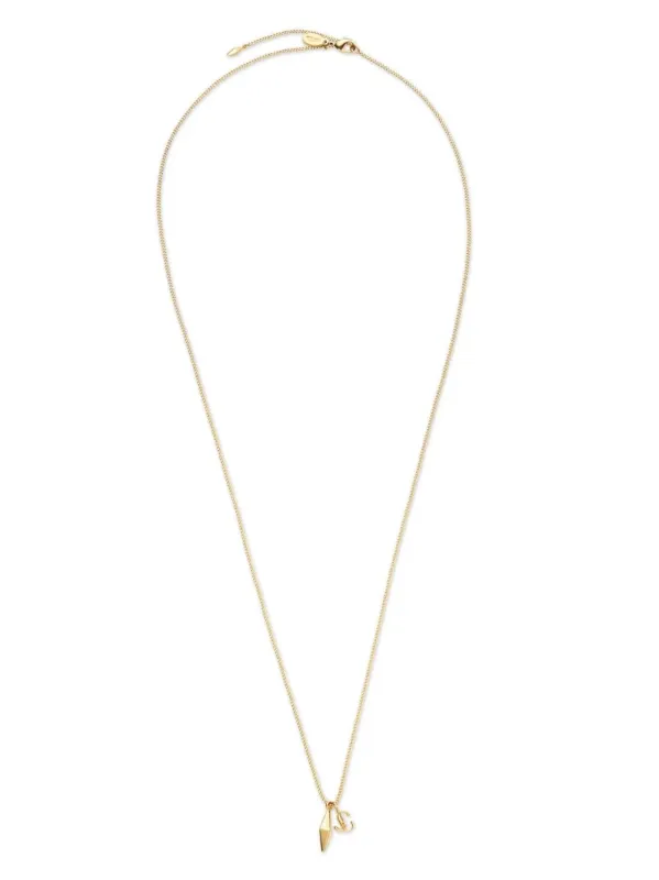Gold Metal Diamond Jc Pendant Necklace made by Jimmy Choo