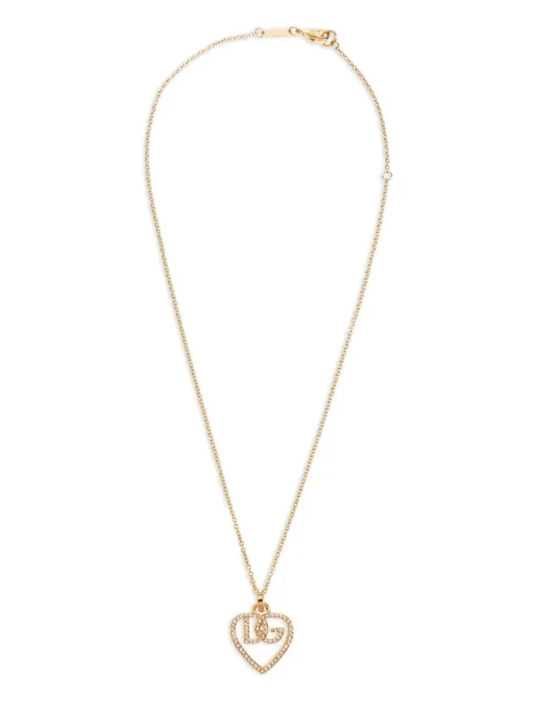 Heart And Logo Rhinestones Pendant Necklace made by Dolce & Gabanna