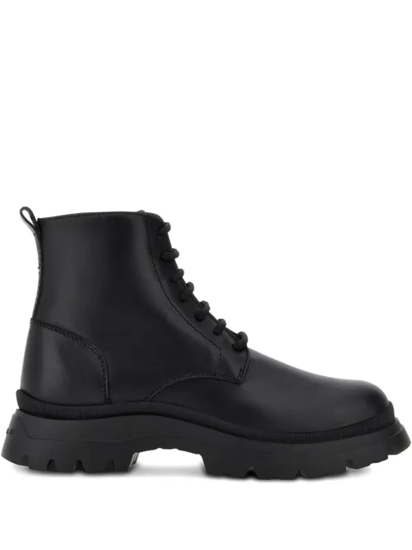 H692 Lace-Up Leather Boots With Zip made by Hogan