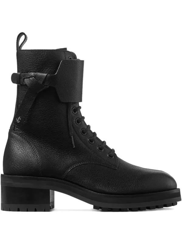 Rosabel Leather Lace-Up Combat Boots made by Jimmy Choo