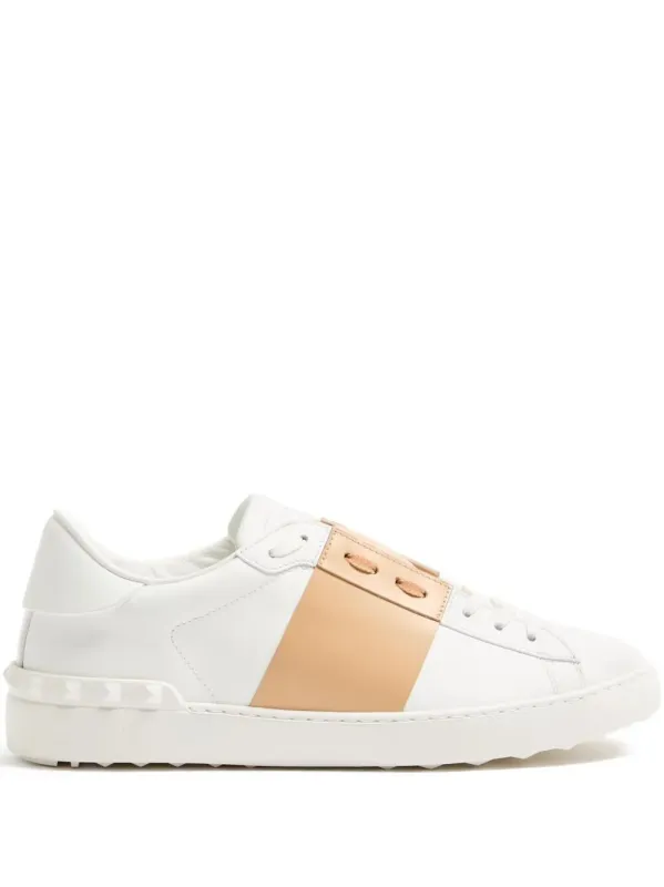 Open Leather Sneakers With Contrast Band And Stud Details made by Valentino Garavani