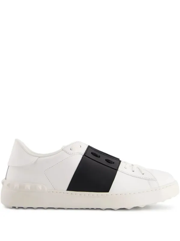 Open Leather Sneakers With Contrast Band And Stud Details made by Valentino Garavani