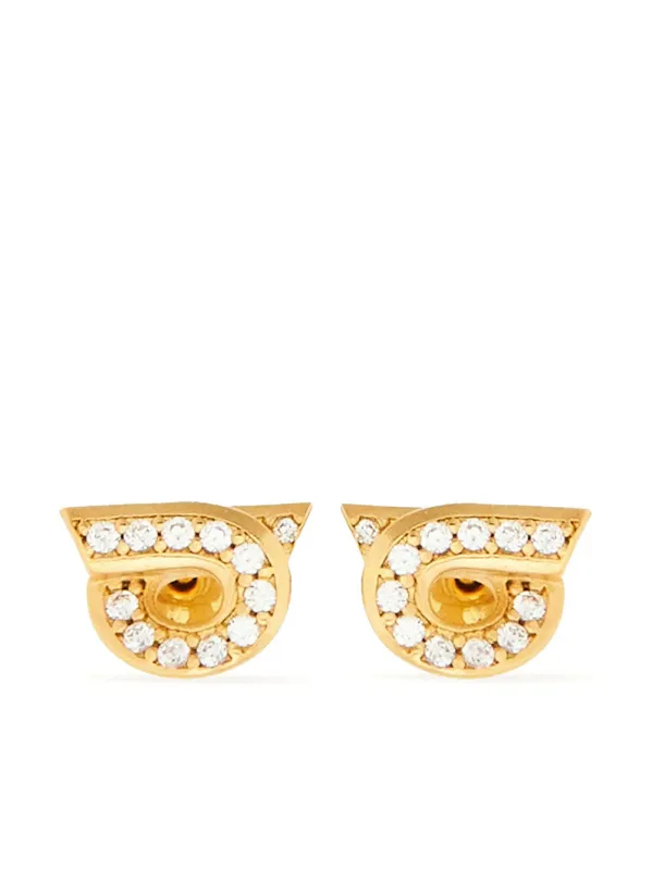 Gancini Earrings With Rhinestones (S) made by Salvatore Ferragamo