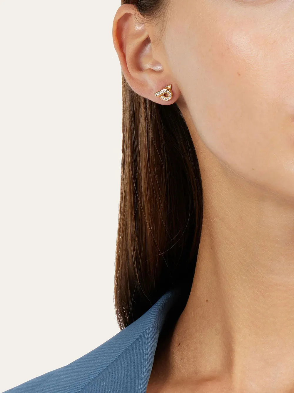 Gancini Earrings With Rhinestones (S) sold by Wanan Luxury product image thumbnail 2