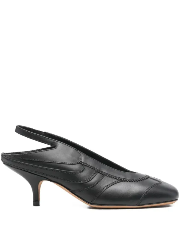 Leather Slingback Pumps With Topstitched Details made by Dries Van Noten