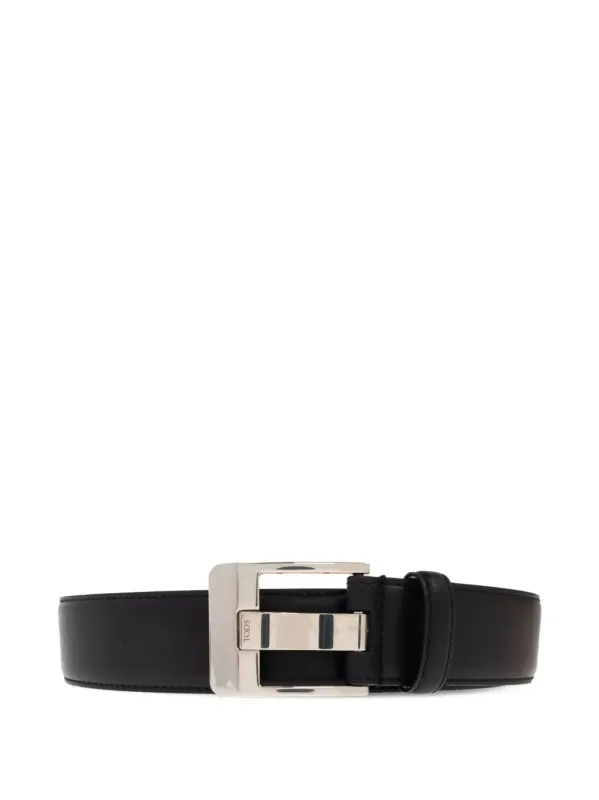 Soft Leather Belt With Silver Metal Buckle made by Tod's