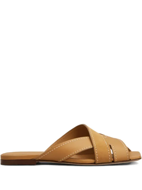 Flat Leather Sandals With Crossed Straps made by Tod's