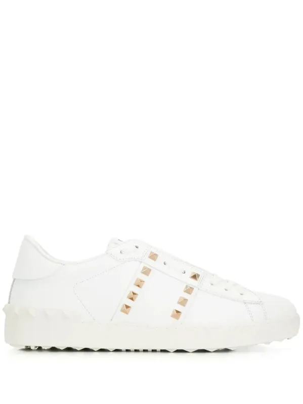 Rockstud Untitled Leather Sneakers With Platinum-Finish Studs made by Valentino Garavani