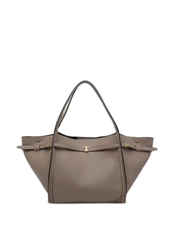 Medium Leather Shopping Bag With T Timeless Strap made by Tod's