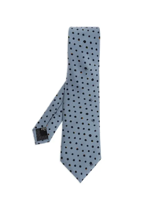 Falena Micro Dots Pattern Silk Tie made by Fendi